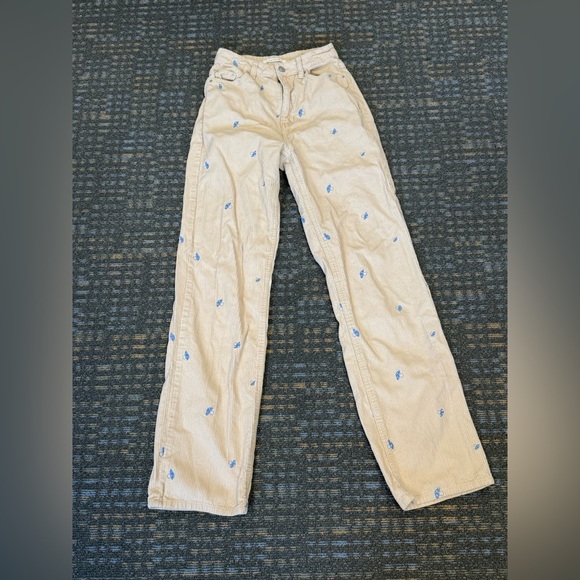 Pacsun size 25 90s boyfriend mushroom decal jeans/cords - Picture 2 of 6